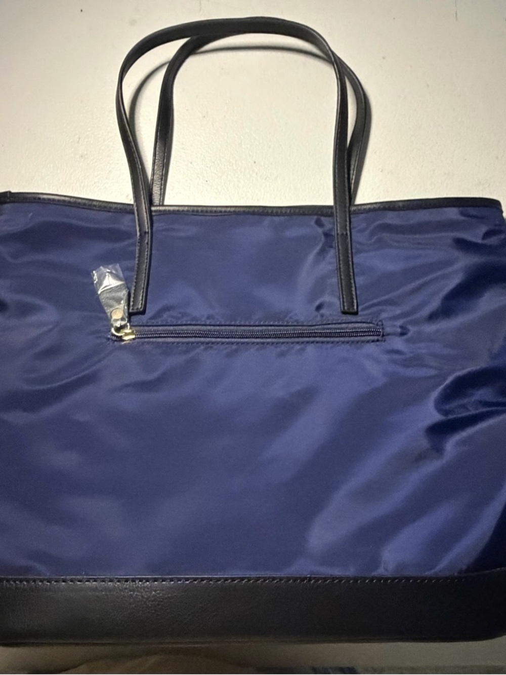 Navy Satin Tote Bag with Black Trim - Classic Everyday Carry
